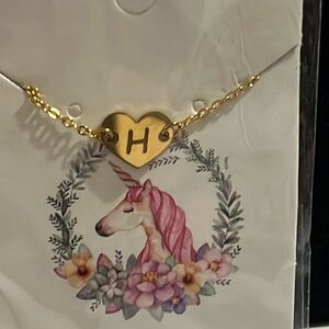 Initial H gold tone bracelet marked K 18 new package